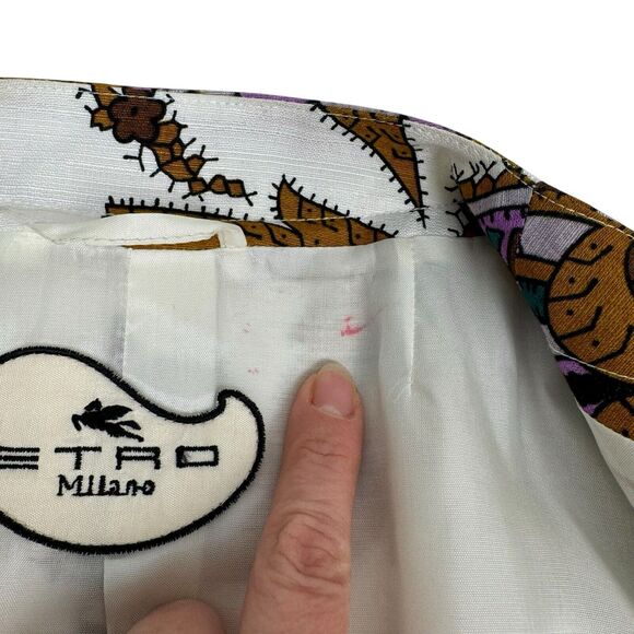 Etro Women's Paisley 3/4 Sleeve Jacket US Small Italian 40 Cotton Linen Designer - Picture 11 of 16